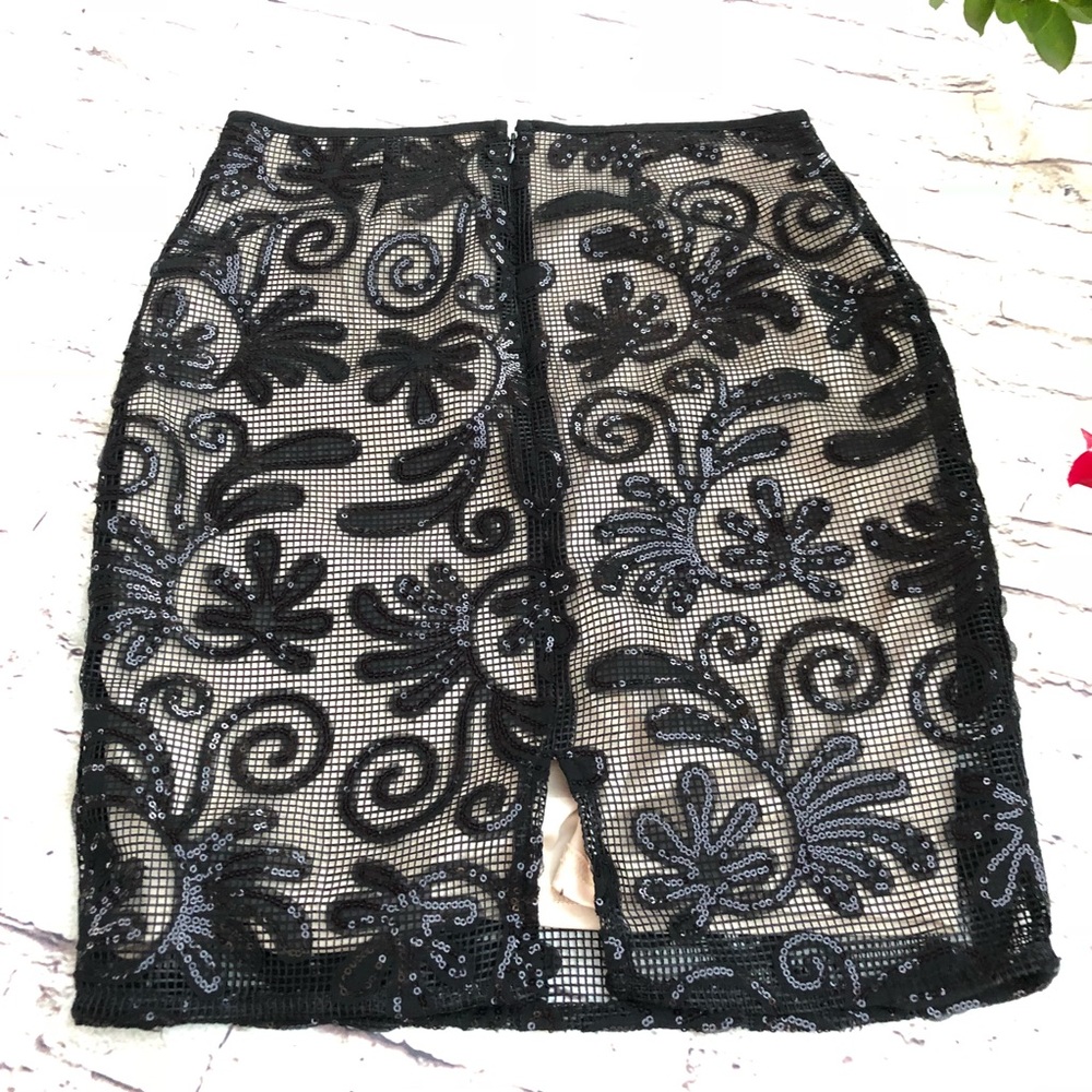 Sienna Sky Sequins on Net Lined Black creme skirt